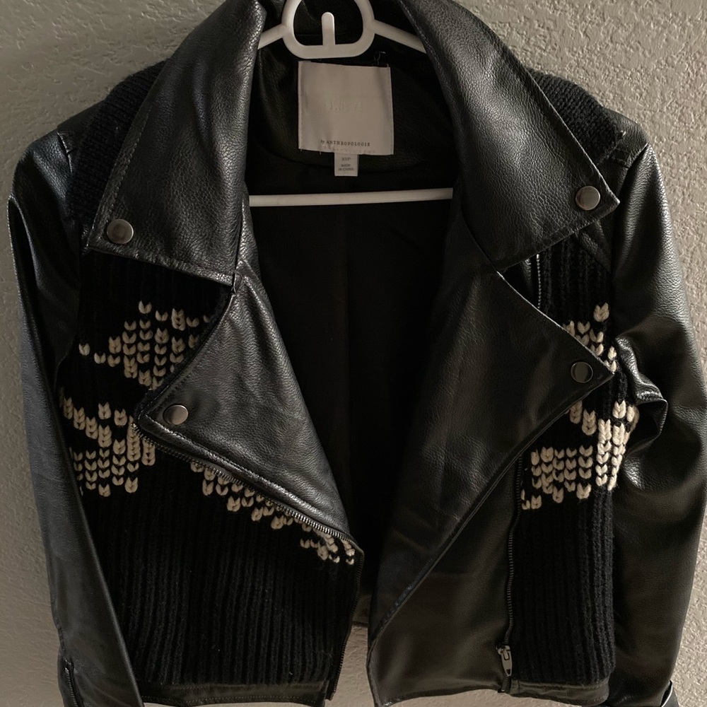 Anthropologie Sweater Moto faux leather Jacket
